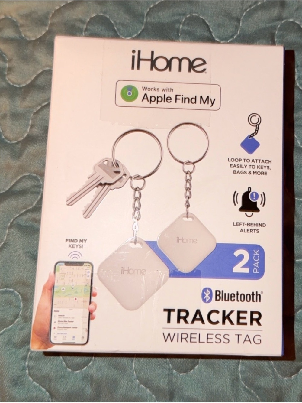 iHome White Bluetooth Tracker Wireless Tag 2-Pack with Key Rings
